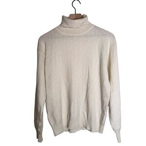 VINTAGE LORD AND TAYLOR Cream Cashmere Quietly luxury turtleneck sweater L